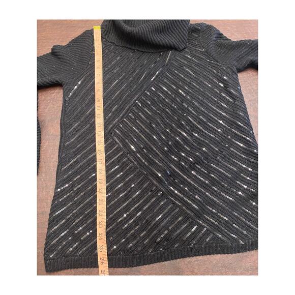 Chico’s Black Sequin Cowl Neck Sweater Size 1 (M) Sparkle Knit Holiday Party - Picture 6 of 6